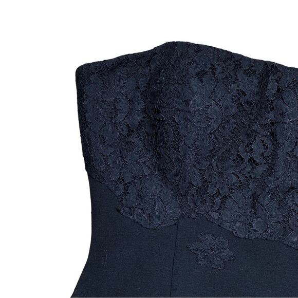 Aidan Mattox Black Mermaid Style Strapless Gown With Lace Size 6 - Picture 9 of 12